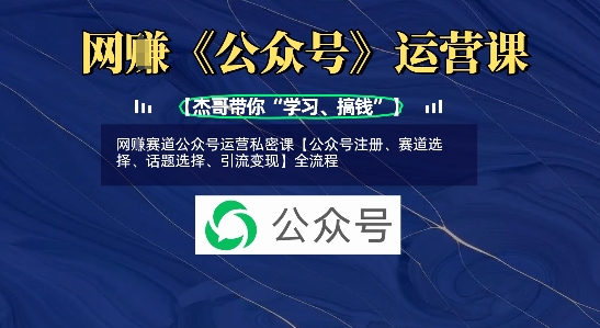 网创赛道公众号运营私密课【公众号注册、赛道选择、话题选择、引流变现】全流程-网亿资源平台