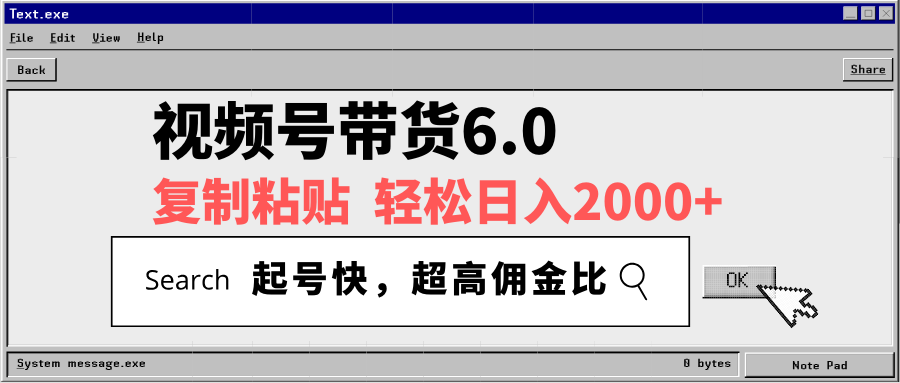 视频号带货6.0，轻松日入2000+，起号快，复制粘贴即可，超高佣金比-网亿资源平台