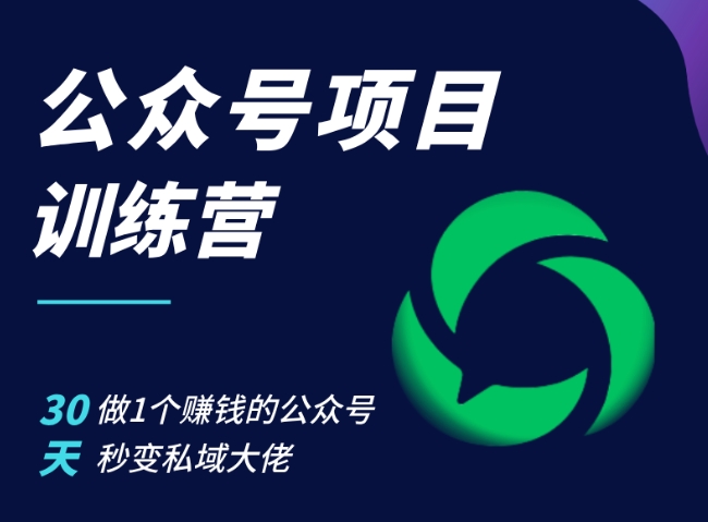 公众号项目训练营，30天做1个赚钱的公众号，秒变私域大佬-网亿资源平台