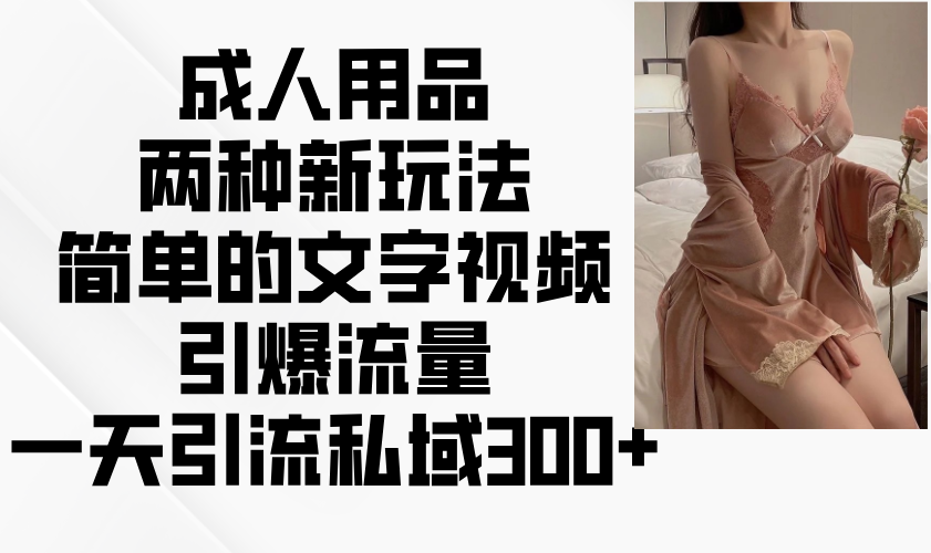 成人用品两种新玩法，简单的文字视频引爆流量，一天引流私域300+-网亿资源平台