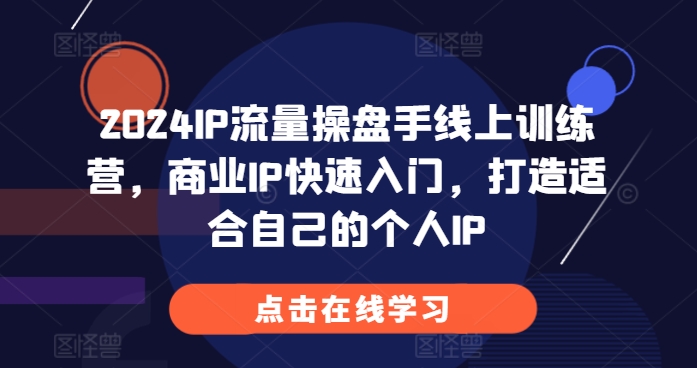 2024IP流量操盘手线上训练营，商业IP快速入门，打造适合自己的个人IP-网亿资源平台