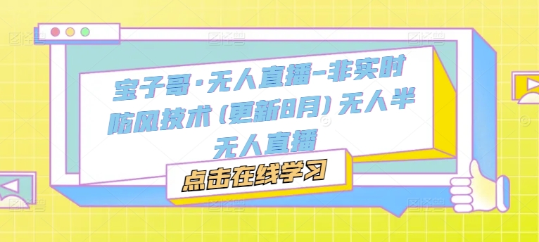 宝子哥·无人直播-非实时防风技术(更新9月)无人半无人直播-网亿资源平台