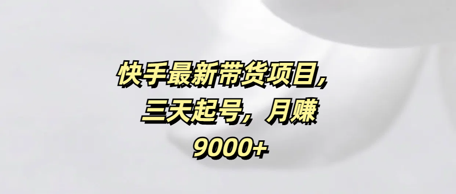 快手最新带货项目，三天起号，月赚9000+-网亿资源平台