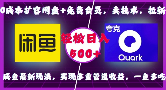0成本扩容网盘+免费会员，卖技术，拉新，咸鱼最新玩法，实现多重管道收益，一鱼多吃，轻松日入500+-网亿资源平台