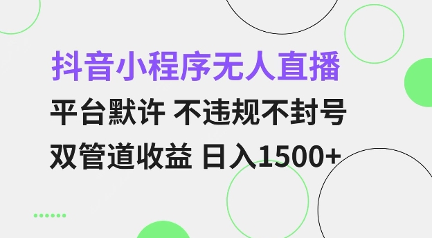 抖音小程序无人直播 平台默许 不违规不封号 双管道收益 日入多张 小白也能轻松操作【仅揭秘】-网亿资源平台