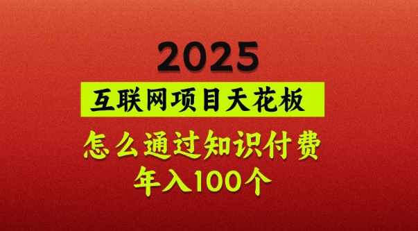 2025项目天花板，普通怎么通过知识付费翻身，年入百个【揭秘】-网亿资源平台