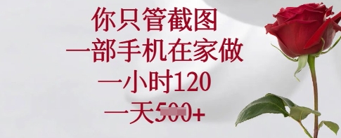 你只管截图，一部手机在家做，一小时120.一天5张【揭秘】-网亿资源平台