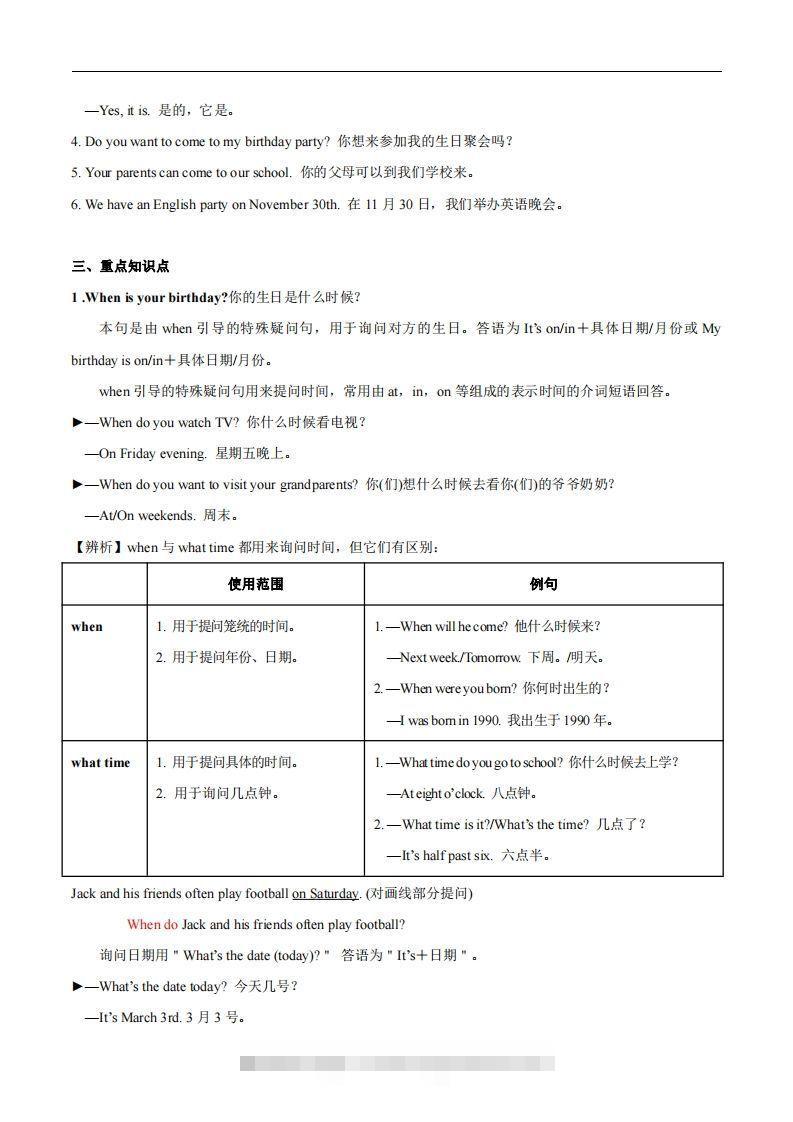图片[2]-人教版英语七年级上Unit8Whenisyourbirthday？知识点_-网亿资源平台