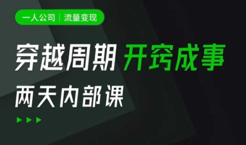一人公司：流量变现课，一人公司的方法模型拆解， 拆解富人思维，流量思维，小老板思维等-网亿资源平台