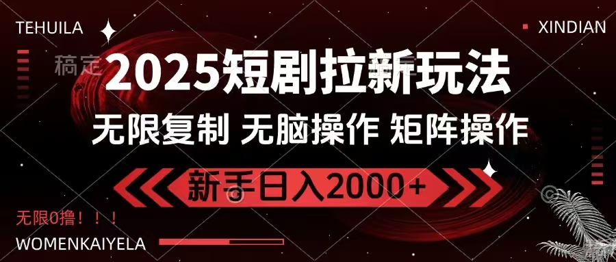 2025短剧拉新玩法，无需注册登录，无限0撸，无脑批量操作日入2000+-网亿资源平台