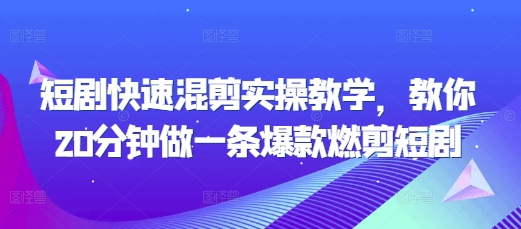 短剧快速混剪实操教学，教你20分钟做一条爆款燃剪短剧-网亿资源平台
