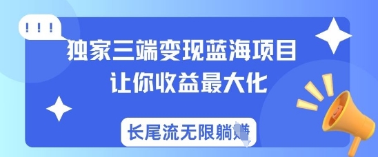 独家三端变现蓝海项目，让你收益最大化，长尾流无限躺挣-网亿资源平台