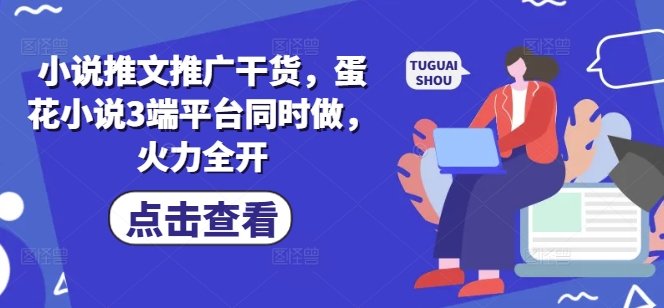 小说推文推广干货，蛋花小说3端平台同时做，火力全开-网亿资源平台