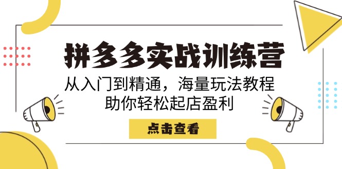 拼多多实战训练营，从入门到精通，海量玩法教程，助你轻松起店盈利-网亿资源平台