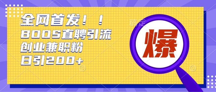 通过Boss直聘，每天轻松钓到200+多条创业大鱼的秘籍【揭秘】-网亿资源平台