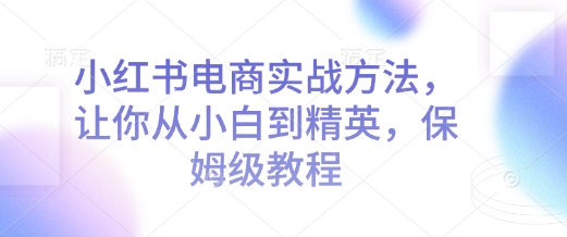 小红书电商实战方法，让你从小白到精英，保姆级教程-网亿资源平台