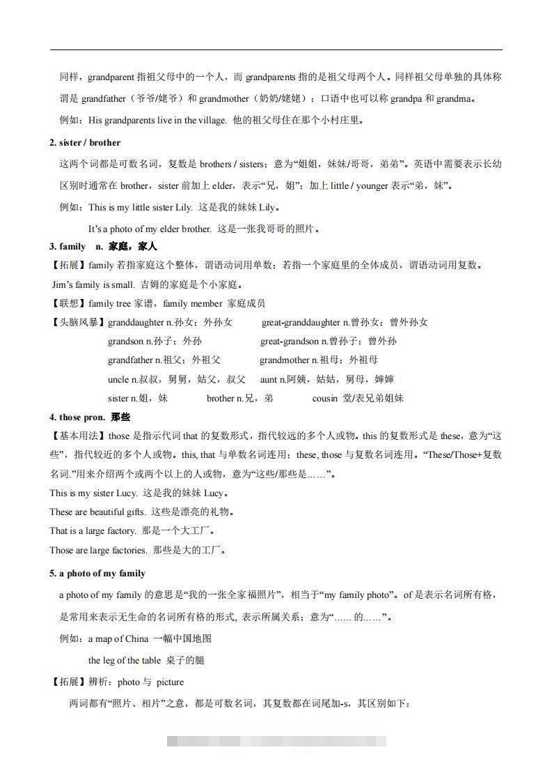 图片[2]-人教版英语七年级上Unit2Thisismysister.知识点_-网亿资源平台
