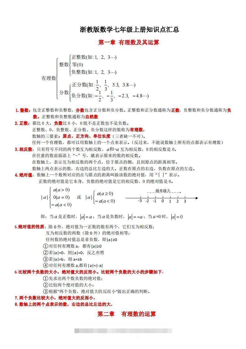 浙教版数学七年级上知识点总结(1)-网亿资源平台