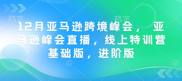 12月亚马逊跨境峰会， 亚马逊峰会直播，线上特训营基础版，进阶版-网亿资源平台