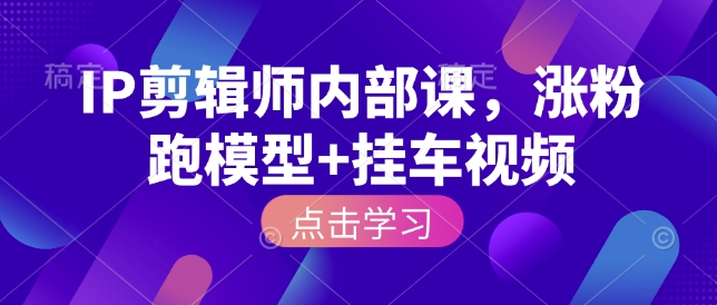 IP剪辑师内部课，涨粉跑模型+挂车视频-网亿资源平台