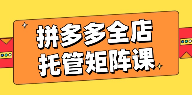 拼多多全店托管矩阵课，盈利动销玩法，高效计划设置，提升店铺效益-网亿资源平台
