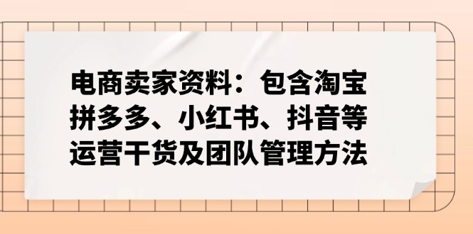 电商卖家资料：包含淘宝、拼多多、小红书、抖音等运营干货及团队管理方法-网亿资源平台
