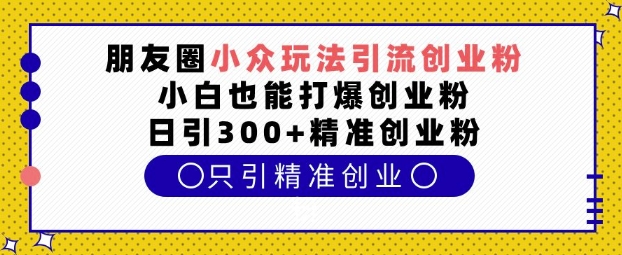 朋友圈小众玩法引流创业粉，小白也能打爆创业粉，日引300+精准创业粉【揭秘】-网亿资源平台