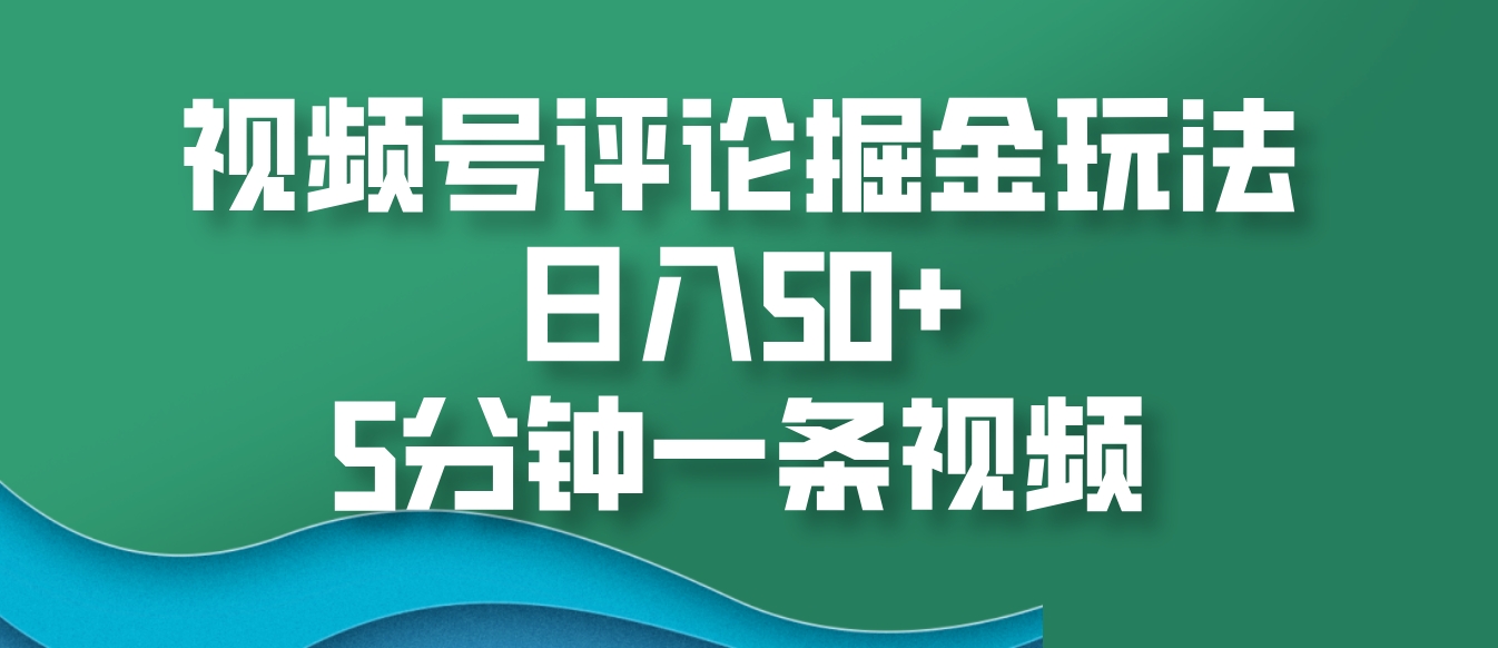 视频号评论掘金玩法，日入50+，5分钟一条视频-网亿资源平台