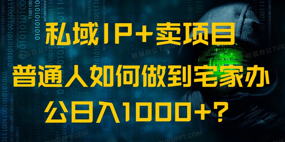 私域IP+卖项目，普通人如何做到宅家办公实现日入1000+-网亿资源平台