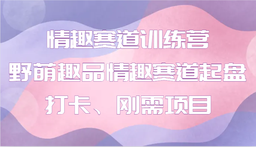 情趣赛道训练营 野萌趣品情趣赛道起盘打卡、刚需项目-网亿资源平台
