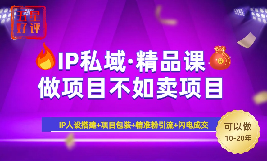 2025年“IP私域·密训精品课”，日赚3000+小白避坑年赚百万，暴力引流…-网亿资源平台