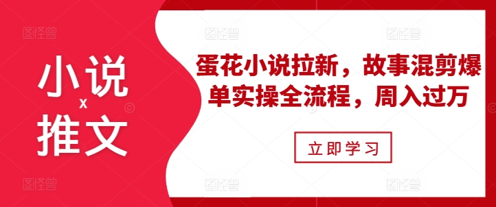 小说推文之蛋花小说拉新，故事混剪爆单实操全流程，周入过万-网亿资源平台