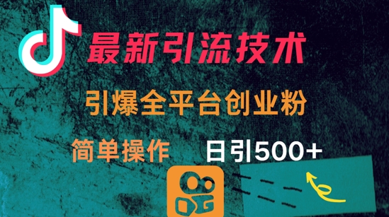 最新引流方法，引爆全平台的一个创业粉，简单操作日引300+-网亿资源平台