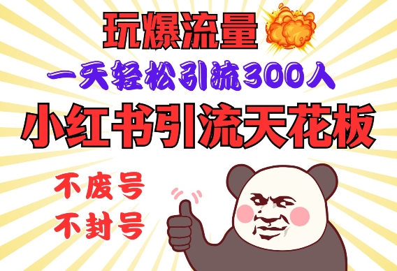 小红书引流天花板，玩爆流量，一天轻松引流300人，安全操作-网亿资源平台