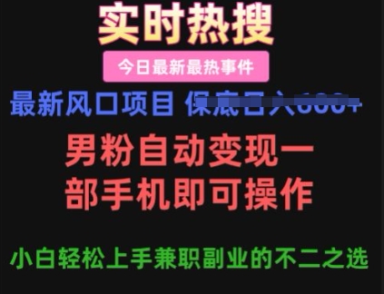 最新风口项目，男粉自动变现，一部手机即可操作，小白轻松上手，兼职副业的不二之选【揭秘】-网亿资源平台