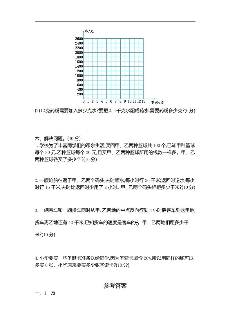 六下苏教版数学第六单元测试卷-2-网亿资源平台