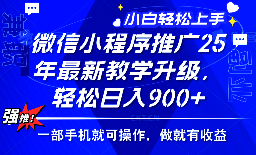 （14084期）2025年微信小程序推广，最新教学升级，轻松日入900+，小白宝妈轻松上手…-网亿资源平台