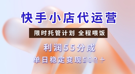 快手小店代运营，限时托管计划，收益55分，单日稳定变现多张【揭秘】-网亿资源平台