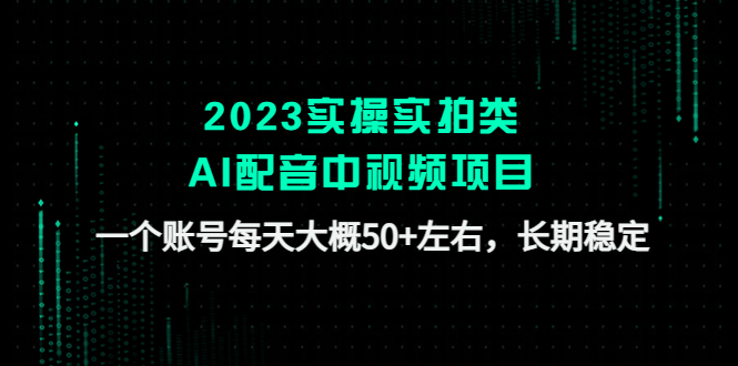 2023实操实拍类AI配音中视频项目，一个账号每天大概50+左右，长期稳定-网亿资源平台