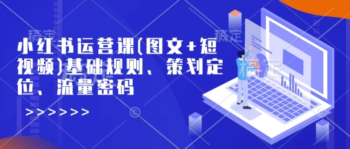小红书运营课(图文+短视频)基础规则、策划定位、流量密码-网亿资源平台
