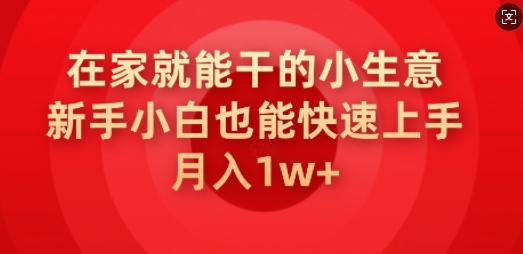 在家就能干的小生意，新手小白也能快速上手，月入1w-网亿资源平台