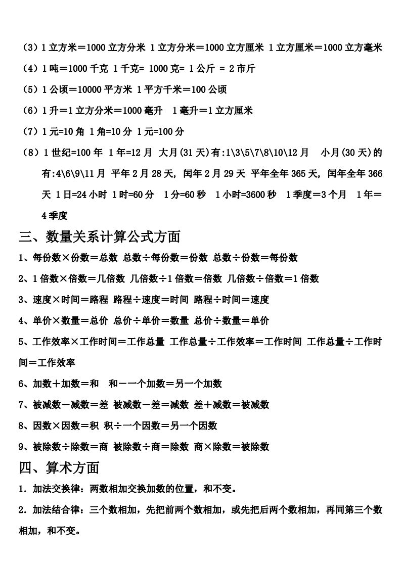 六下北师大数学期末总复习公式大全-网亿资源平台