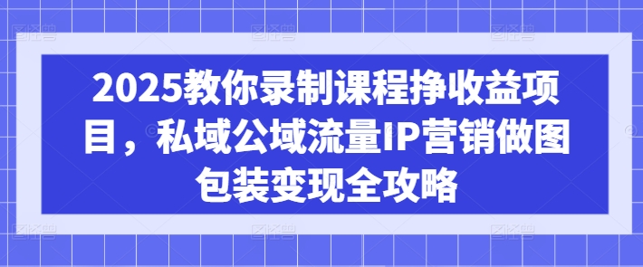 2025教你录制课程挣收益项目，私域公域流量IP营销做图包装变现全攻略-网亿资源平台
