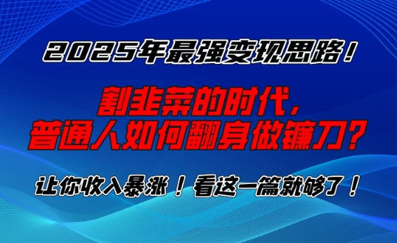 2025年最强变现思路，割韭菜的时代， 普通人如何翻身做镰刀？【揭秘】-网亿资源平台