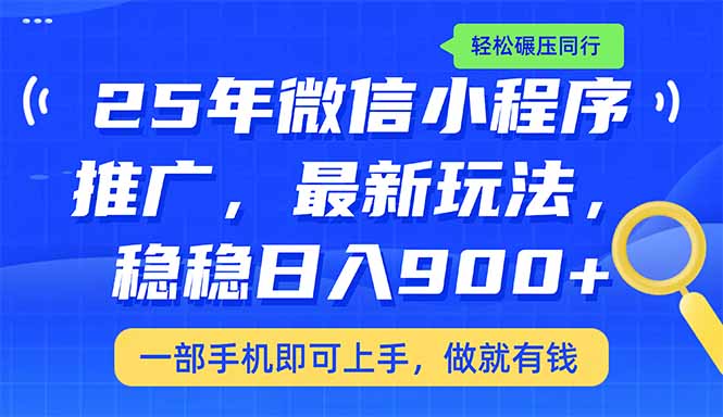 （14411期）25年最新小程序推广教学，稳定日入900+，轻松碾压同行-网亿资源平台