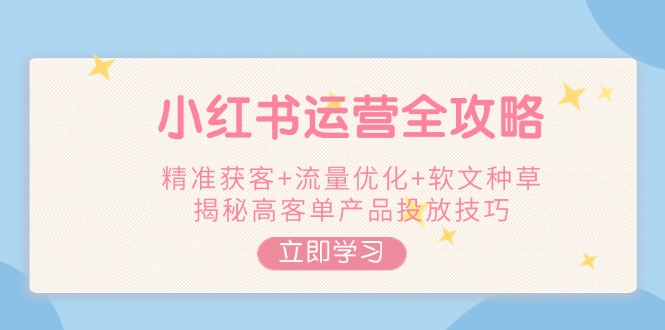 （14207期）小红书运营全攻略，精准获客+流量优化+软文种草，揭秘高客单产品投放技巧-网亿资源平台