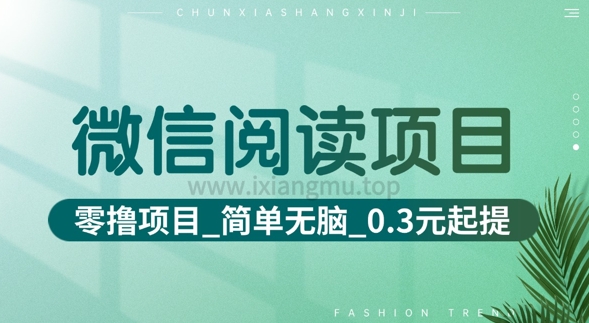 微信阅读项目_零撸项目+简单无脑+0.3元起提(六大平台合集汇总)-网亿资源平台