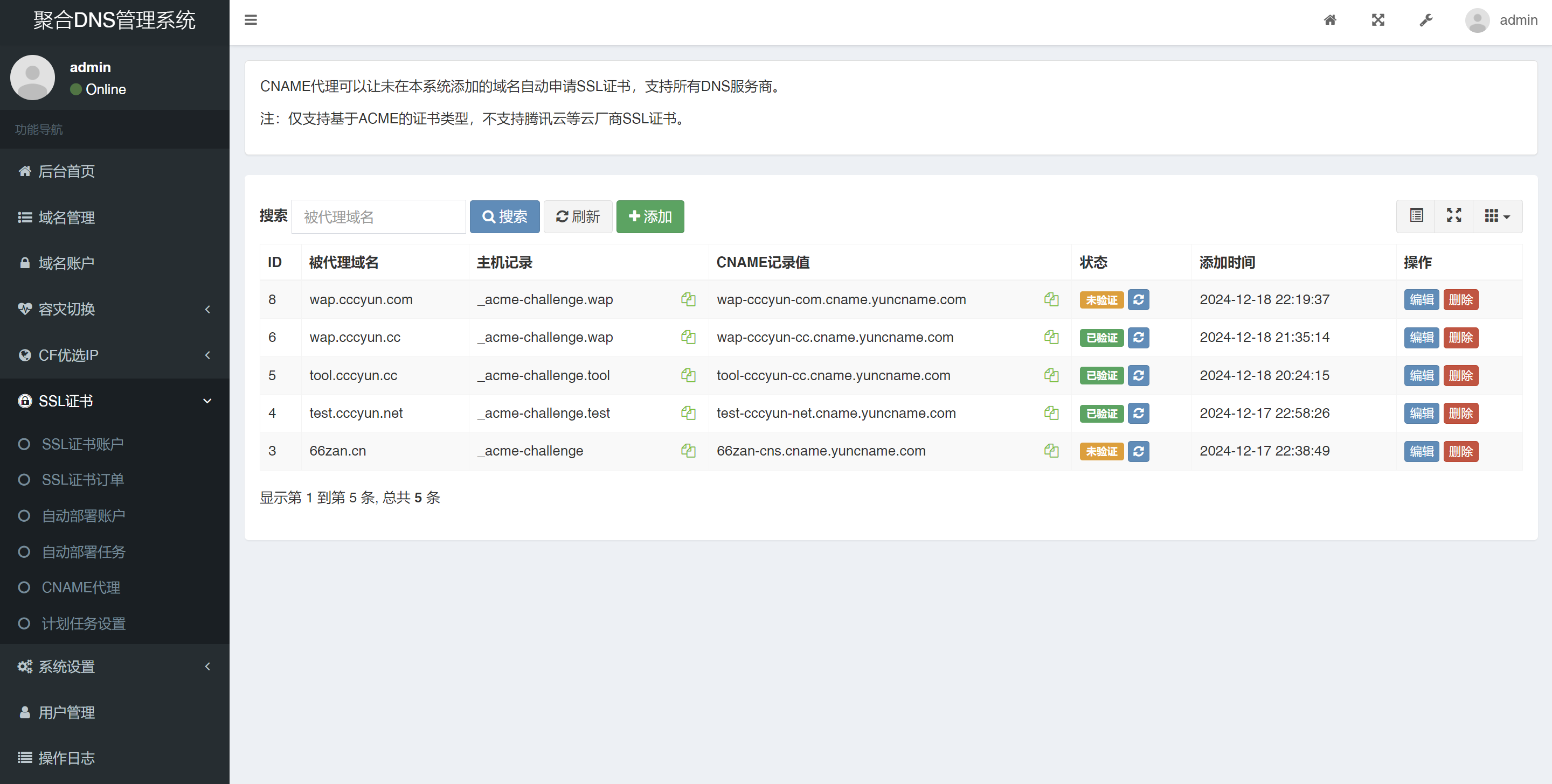 彩虹聚合DNS管理系统源码V2.0.1，SSL证书自动申请与部署-网亿资源平台
