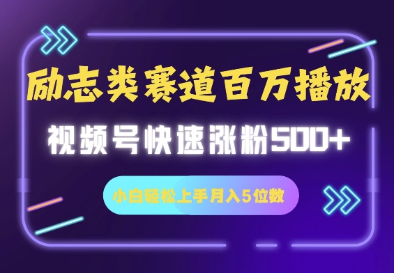 励志类赛道也能百万播放，快速涨粉500+视频号变现月入5位数-网亿资源平台