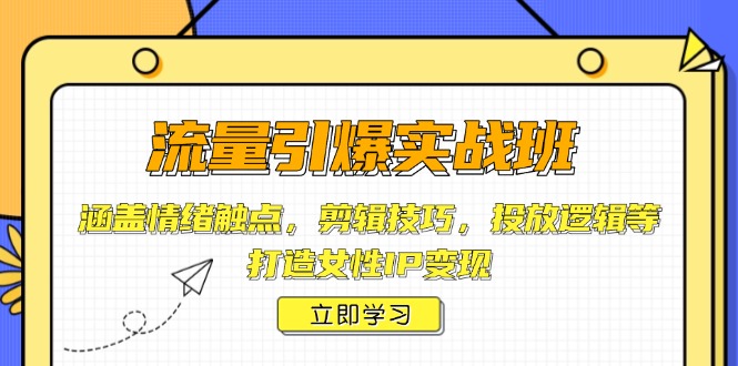 （14008期）流量引爆实战班，涵盖情绪触点，剪辑技巧，投放逻辑等，打造女性IP变现-网亿资源平台
